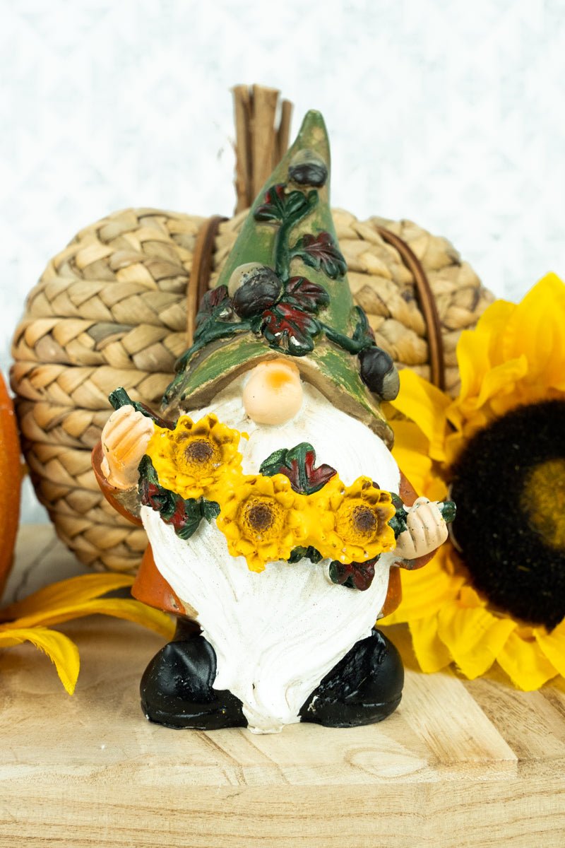 6.5 x 4 Autumn Sunflower Gnome Resin Figurine